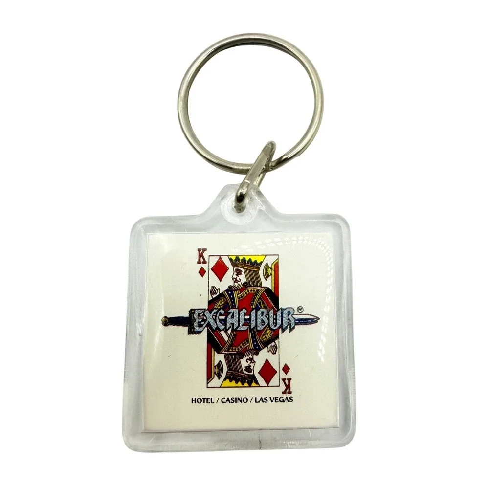 Vintage Excalibur Hotel Casino Las Vegas Reversible Acrylic Keychain